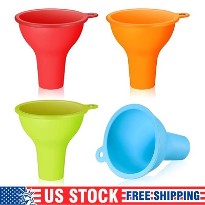 Versatile 4-Piece Silicone Funnels with 3.2 Wide Mouth for Easy Pouring Kitchen