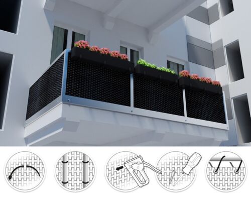 (17,79€/m2) Balkonverkleidung Balkon Sichtschutz Balkonbespannung schwarz  - Bild 1 von 26