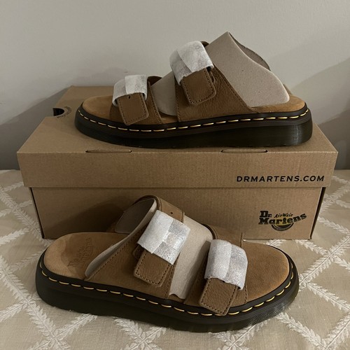 Dr Martens Josef Analine Leather Buckle Slide Sandals Size 8M / 9W Savanna Tan
