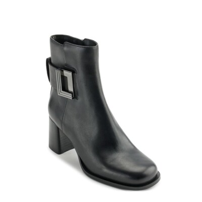 Karl Lagerfeld Womens 6M Black Faux Leather Zip Up Block Heel Booties DisplayYI9