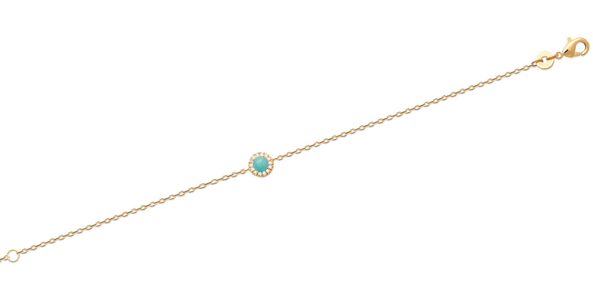 Bracelet Or 18 carats et amazonite verte pour illuminer vos tenues d'été
