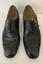 Salvatore Ferragamo Tramezza Brogue Wingtip Black Leather Shoes Size 7 D
