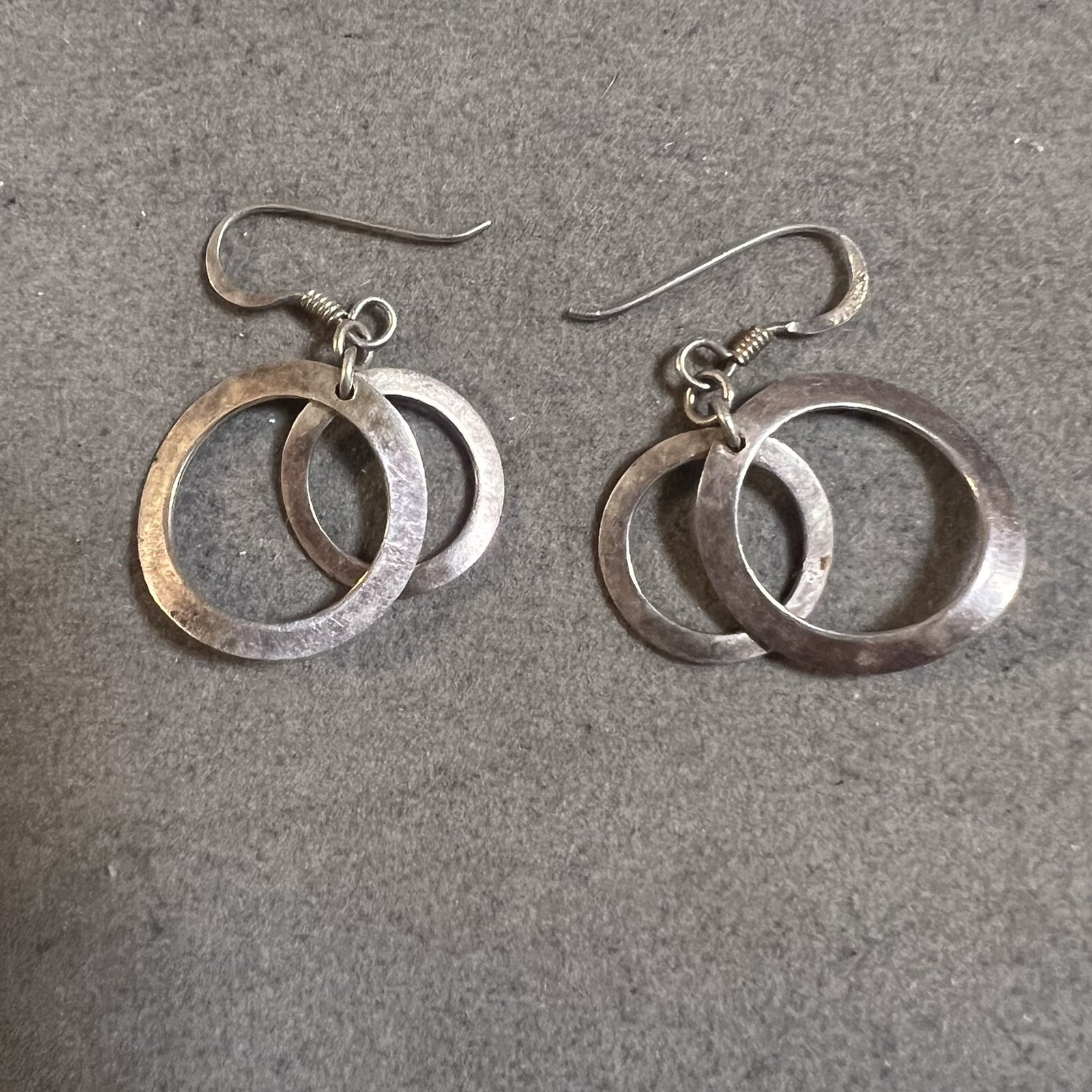 Vintage Artisan Double Circle Dangle Drop Sterlin… - image 11