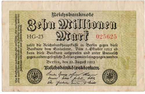 XXX-Rare genuine 10 Million Mark weimar inflation banknote 1923 fine con !!