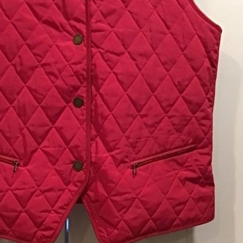 Talbots Women Fuschia Puffer Vest L Sweater Sides Snap Zip Pockets FLAW READ - Picture 6 of 24