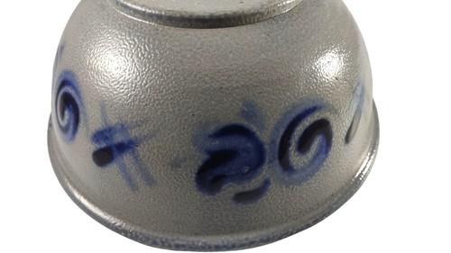 Salzwasser Glasur 6,5x3,5 Zoll grau/blau handgefertigte Steinzeug Schüssel - Bild 4 von 7