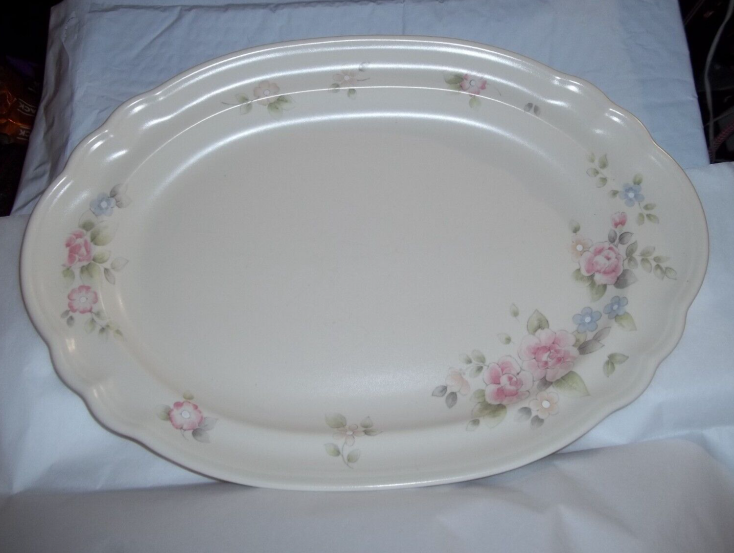 Pfaltzgraff TEA ROSE 15" x 10" Oval Turkey Meat Serving Platter Scalloped Edge eBay