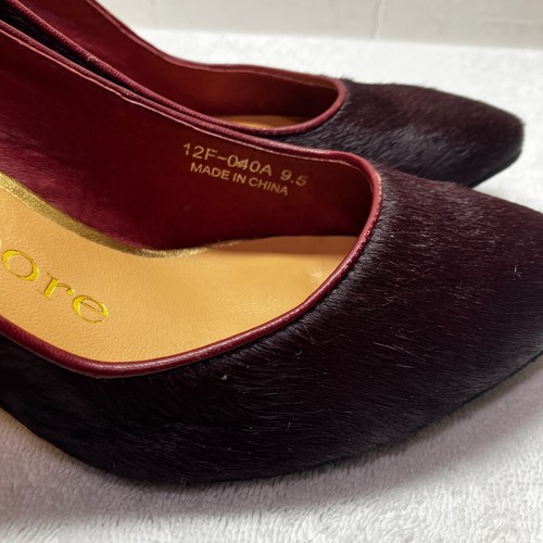 Nanette Lepore Womens Play Me Calf Hair Heel Pump Heels Size 9.5 Red Wine FA NWT - Picture 2 of 10