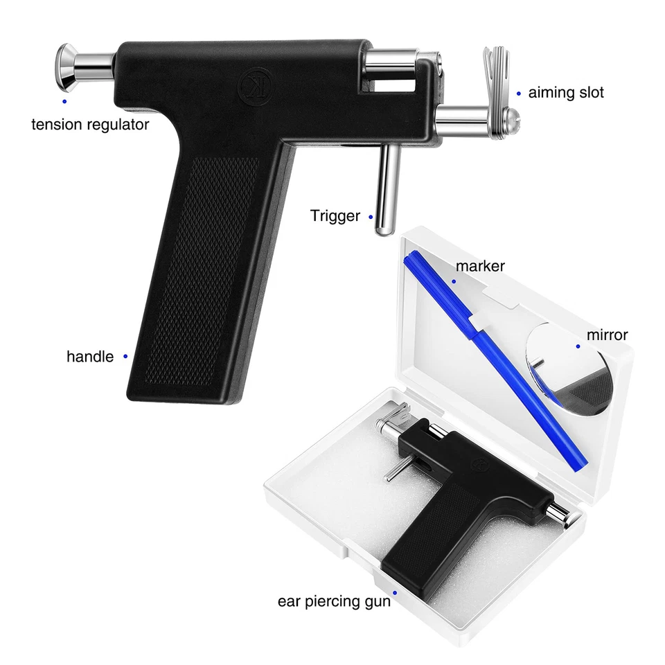 19-120pcs Body Piercing Gun Tool Kit Labret Monroe Rings Ear Lip Stud Needle Set - Image 4 of 4