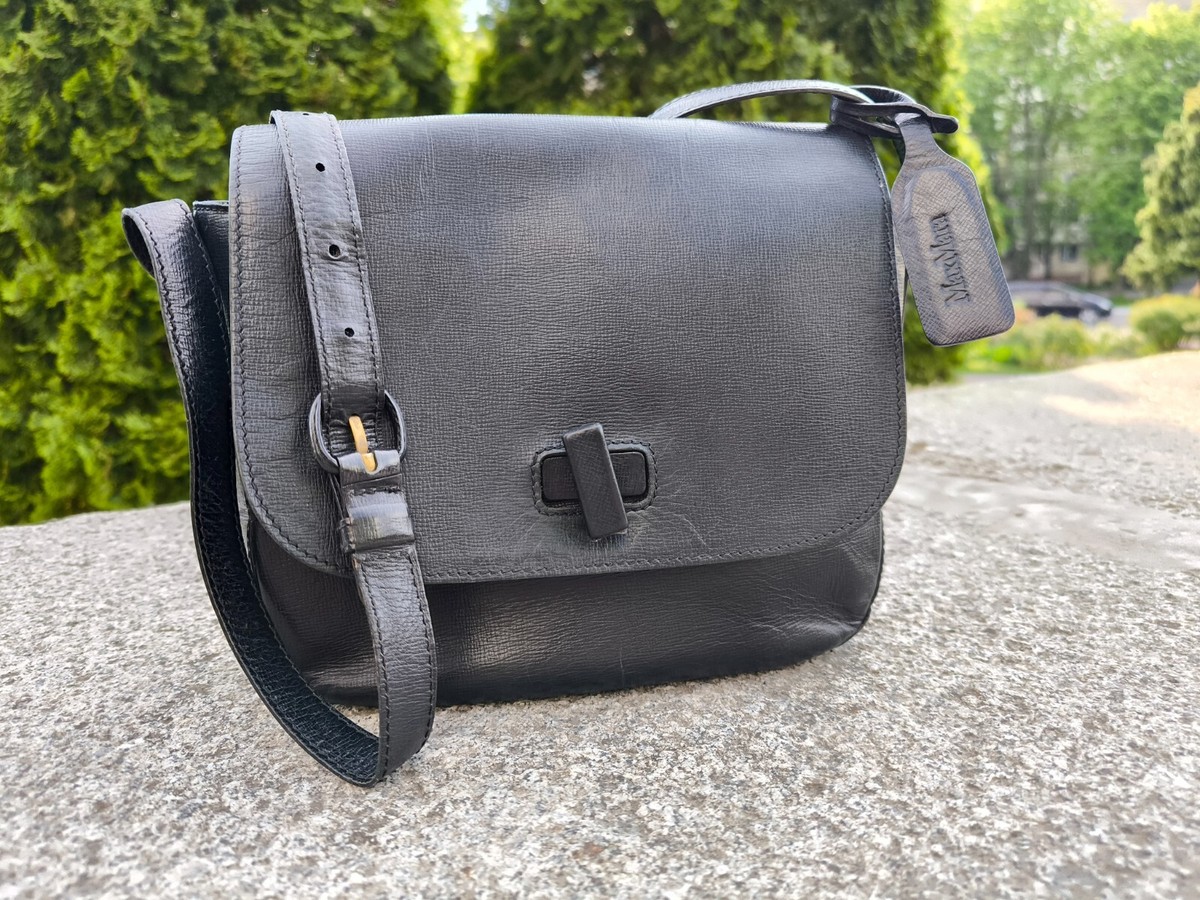 MAX MARA VINTAGE Black leather shoulder crossbody bag | eBay