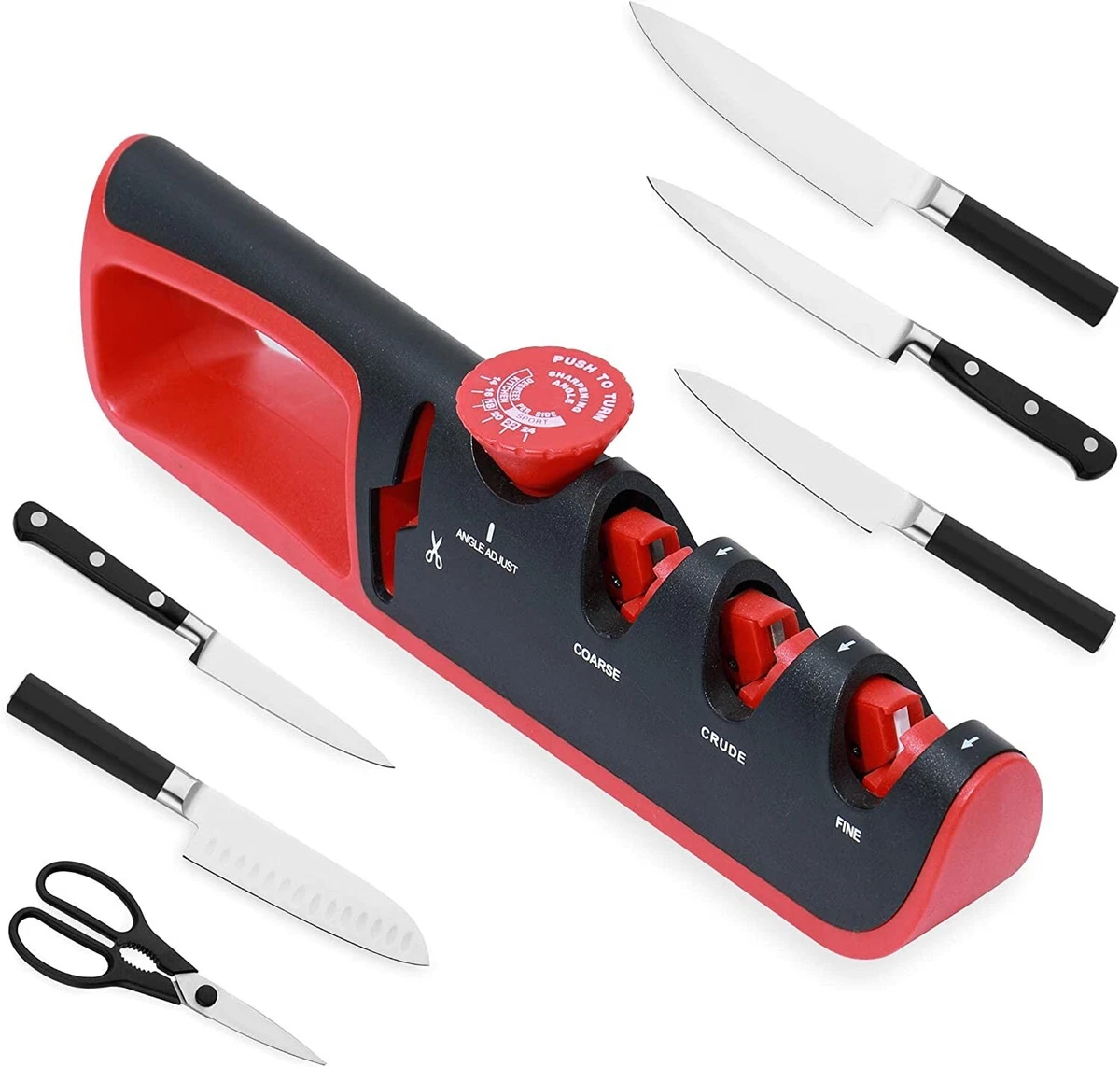 All-in-One Knife Sharpeners for Kitchen Knives, Gardening, & Pocket Knife Sharpening - Knife Sharpener Kit with Mini Blade Sharpener for Knives 