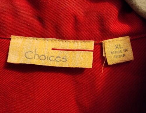 Choices Jacket Women's XL Red Black Silver Embellished Flowers Embroider Lined - Picture 7 of 13