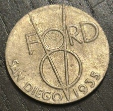 1935 Ford V8 San Diego Medal Token - Tcccx