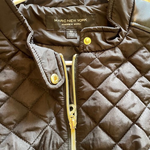 Marc New York Black Quilted Vest Gold Hardware Leather Trim Sz 2X NWT $89 value - Picture 5 of 14