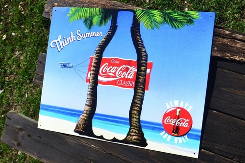Coca-Cola Tin Sign - Enjoy Coke Classic - Think Summer - Delicious & Refreshing - Picture 3 of 4