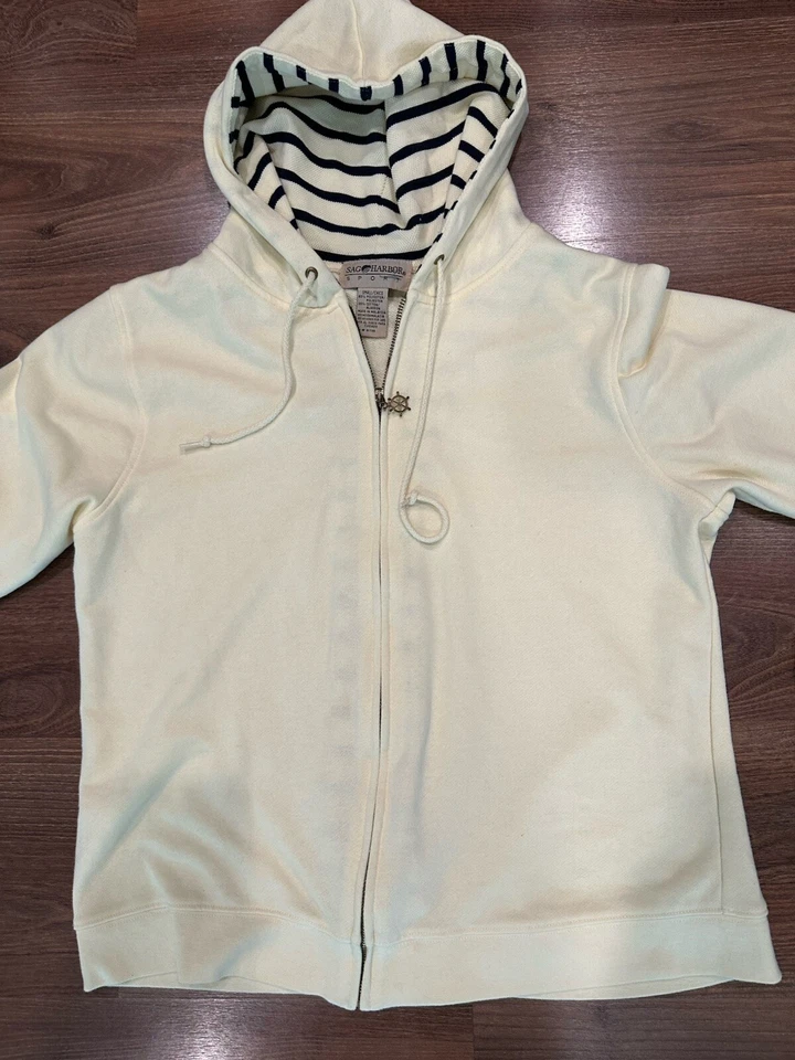 Sag Harbor Sport Women's Yellow Hoodie Sweater Full Zip Size Small EUC - Image 2 of 4