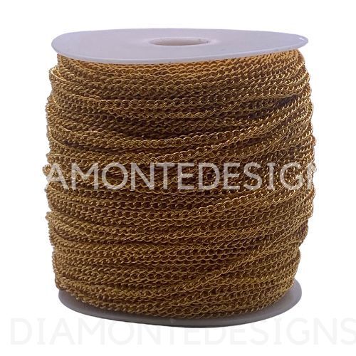 ❤ CADENA BORDILLO FINO CHAPADA EN ORO 3mm x 2mm JOYERÍA ARTESANÍA K83 ❤ - Imagen 1 de 2