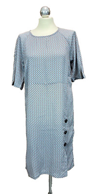 Vila Vibethany Button Slit Grey/Red Short Sleeve Tunic Dress BNWT Size 38 UK 10