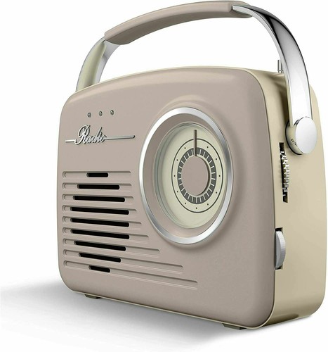 AKAI RETRO TAUPE PORTABLE RADIO DAB AM/FM BUILT IN ALARM CLOCK USB 220V - Picture 3 of 6
