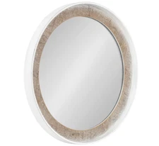 Kate and Laurel Warbrook Rustic 26 inch Round Wall Mirror Rustic Brown and White