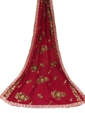 Georgette Dupatta Scarf Vintage Indian Embroidered Long Stole For Woman LD7118