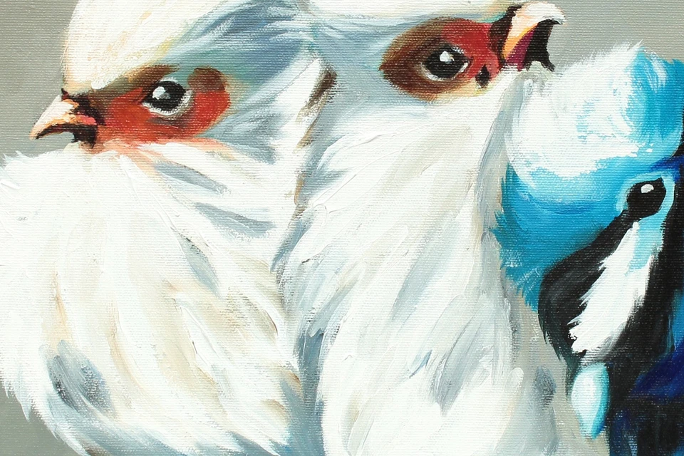 ORIGINAL Acryl Bild Gemälde Vogel Abstrakt Malerei Kunst Modern Küken HANDGEMALT - Bild 2 von 4