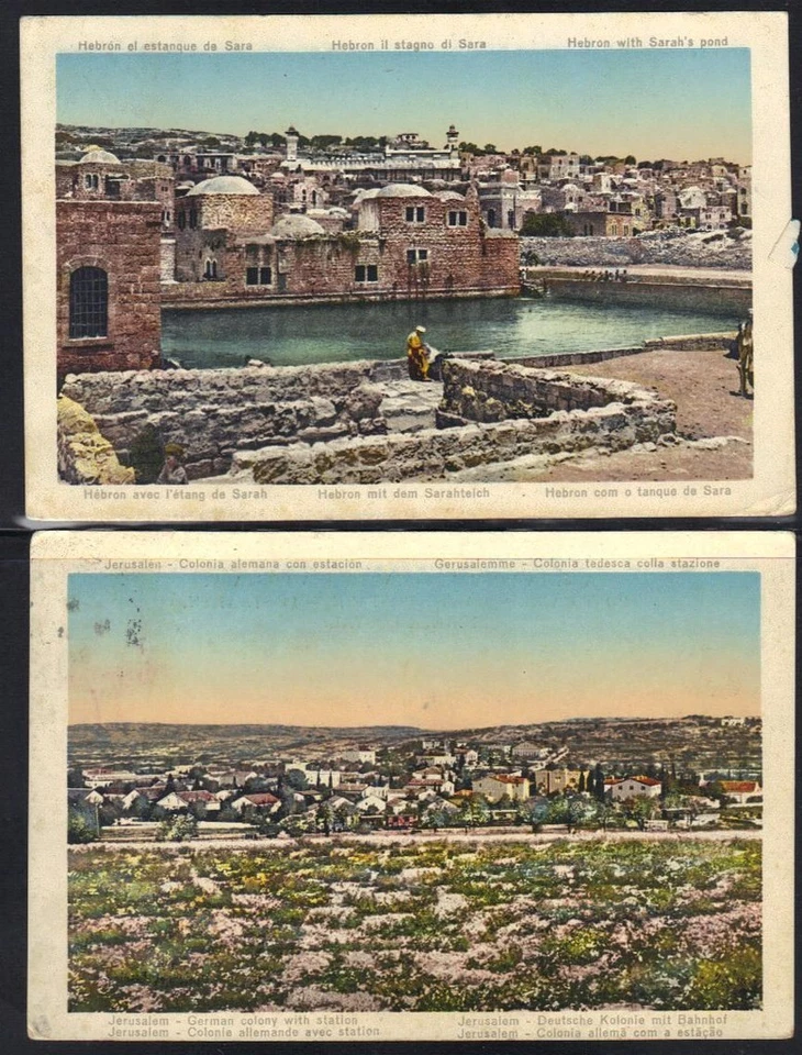 PALESTINA AÑOS 30 COLOR PC DE COLONIA ALEMANIA Y ESTACIÓN DE TREN EN JERUSALÉN Y SARA'S Foto 2 de 2