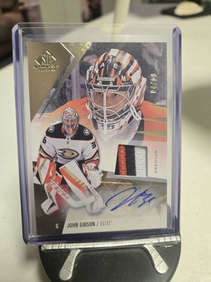 2023-24 Upper Deck SP Game Used John Gibson #4/10 Patch Auto Anaheim Ducks