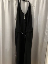 NEW Full Length Body Suit Black  With Pretty Detail And Front Belt Accent