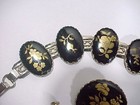 Vintage Damascene Bracelet, Earrings, and Brooch Set — photo 2