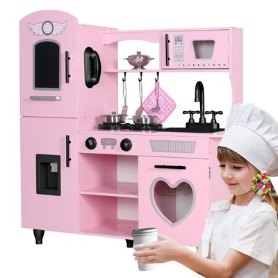 Play Kitchen, Pink Kids Kitchen Set for Girls Kitchen Set for Kids Ages 6-8 G...