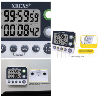 Dual Timer mit LCD Anzeige 3,8 cm Magnetisch Ständer Haken