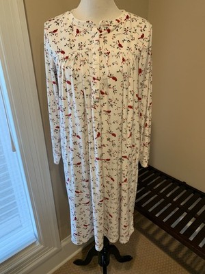 Aria nightgown small s gown fleece soft long sleeve birds cardinals warm cozy