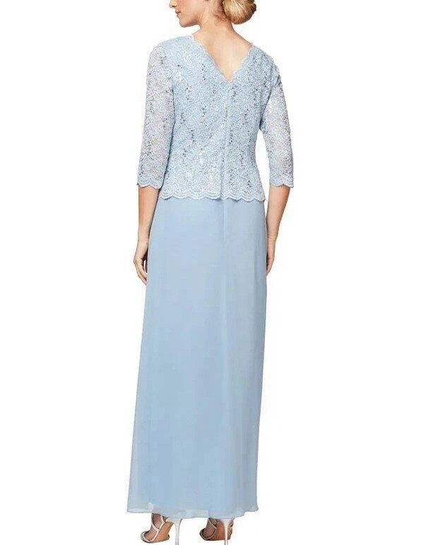 Vestido ALEX EVENINGS 16 Azul Cielo Lentejuelas Encaje y Gasa Nuevo con Etiquetas $199 Foto 2 de 2