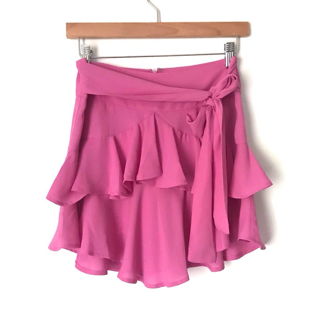 Express Pink Ruffle Mini Skirt High Waisted Y2K Barbiecore Tiered Flowy Womens 6