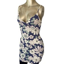 Windsor NWT Blue Floral Bodycon Mini Dress Large Junior Y2K Retro Boho Summer
