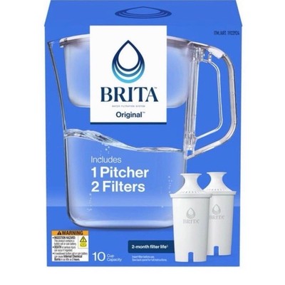 BRITA Original Filter Jug 10 Cup Capacity Clear/White Plastic with 2 Filters