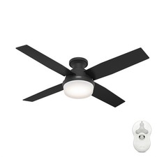 Hunter Fan 52 inch Matte Black Indoor Ceiling Fan with Remote and Light