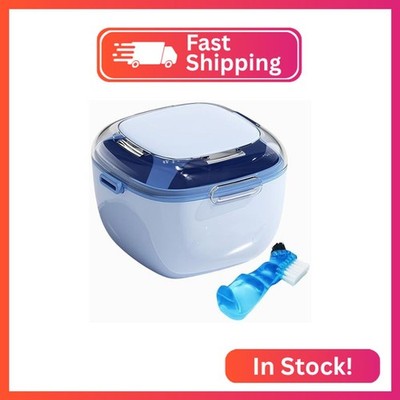 Denture Case, Retainer Cleaning Box, Large Capacity Denture Container Cup for An