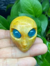 1 pieza Natural Amarillo Jade Cuarzo Tallado Alienígena Calavera Cristal Reiki Gema Curativa Regalo