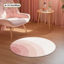 Velvet+Dot Plush Round Mat, Pink Texture Pattern Mat, Modern Home Decor Commerci