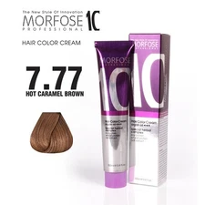 🔸 Morfose 10 Hair Color Cream 7.77 – Warm Caramel Brown | 100 ml | Tinte Profes