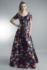 Jewel Floral Sweetheart Satin Gown