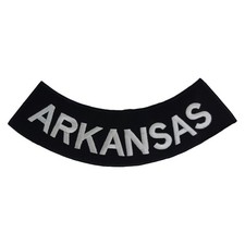 ARKANSAS Rocker Patch - 12" x 2.5" Large Black & Silver Biker Vest Jacket DIY