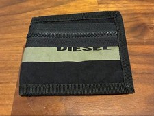 Diesel Men Nylon Bifold Wallet Black Gray Zipper Luxury Modern Stylish Italian