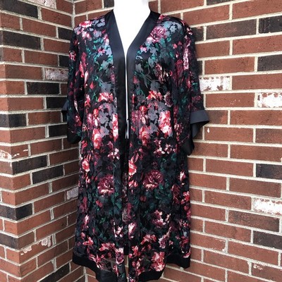 SOMA  SENSUAL Small Medium color red floral Semi Sheer Burnout Material No Belt