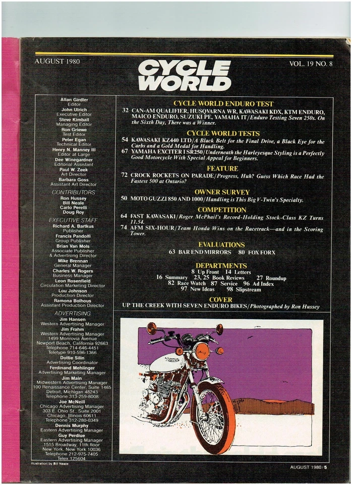 August 1980 Cycle World motorcycle magazine Husqvarna KTM Can-Am Maico Suzuki - Image 2 of 3