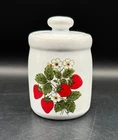 Vintage 1970s McCoy Pottery Strawberry Country Sugar Crock Bowl #1414 Cute!