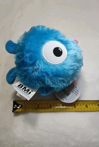 Plumor BMI Merchandise Blue One Eyed Monster Plush Pink Ears 6" NWT - Picture 9 of 9