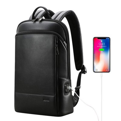 Unisex Slim Genuine Leather Laptop Backpack Men for 15-15.6 inch Business Sma...